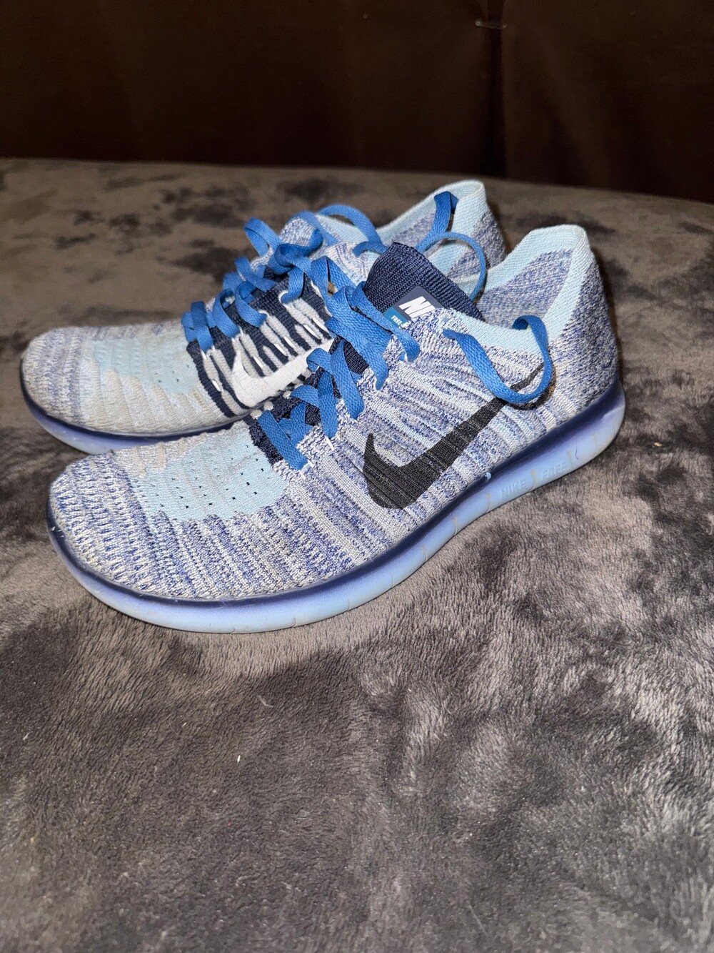 Nike Free RN Flyknit Running Shoes Size 7 Blue Sneakers